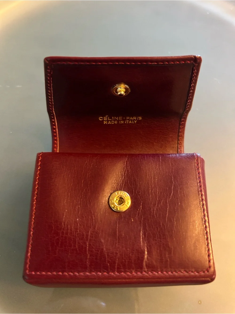 Celine Vintage horse/carriage  Leather Small Wallet/Coin CAN HOLD EAR BUDS EUC
